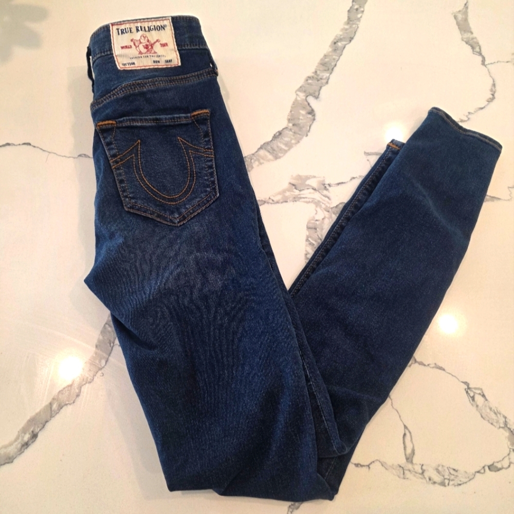 True Religion Girls's Dark Blue High Rise Skinny Jeans Sz 24